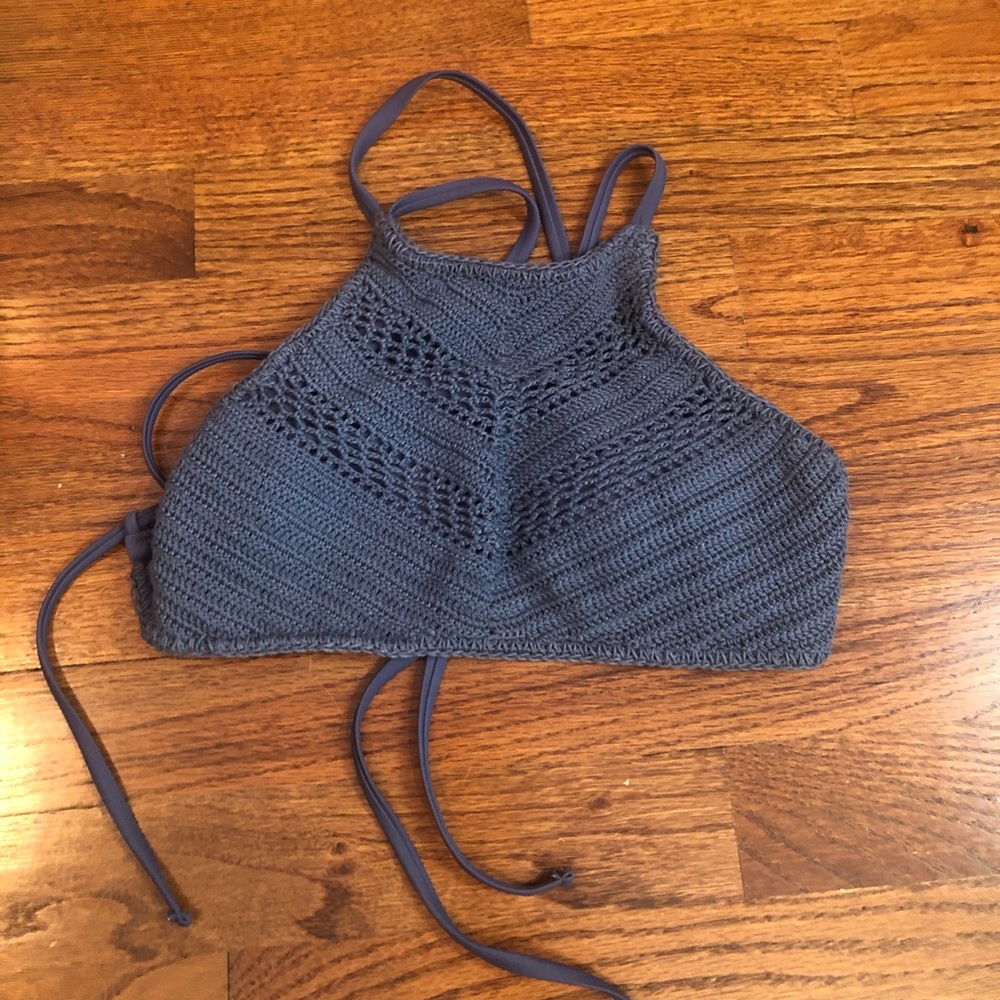 High Neck Crocheted Bikini Top